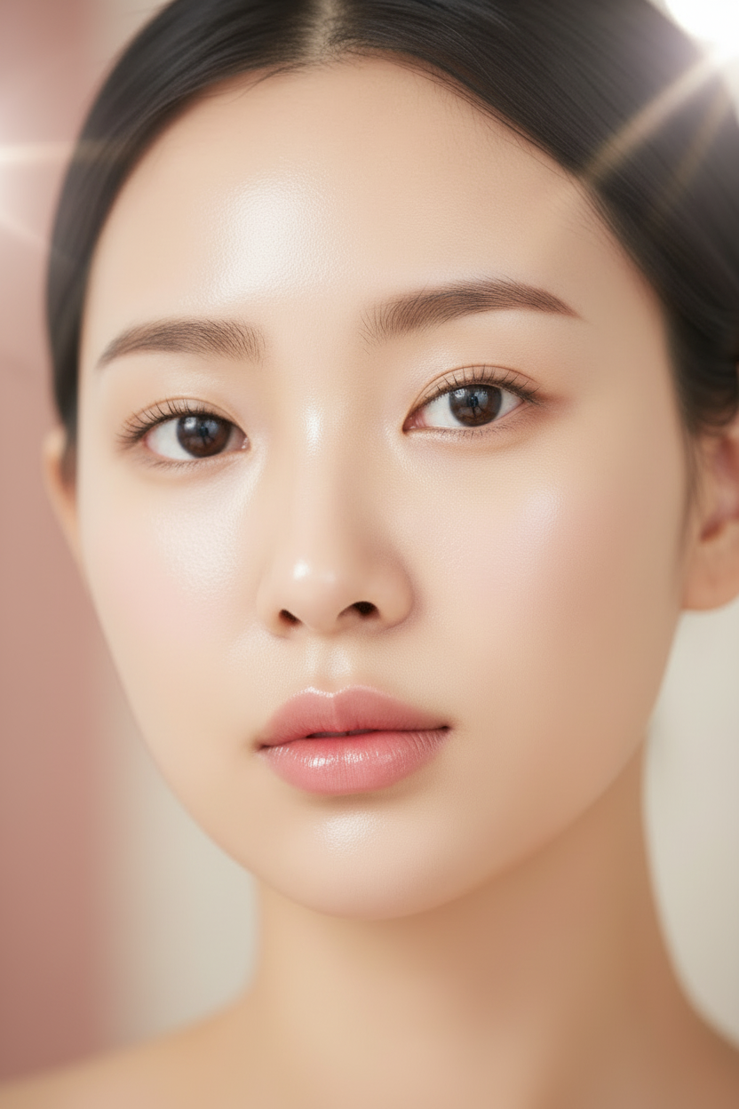Primo piano donna coreana pelle luminosa realistica